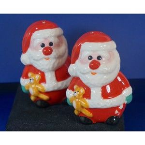 Santa Claus with Teddy Bear Salt and Pepper Shakers